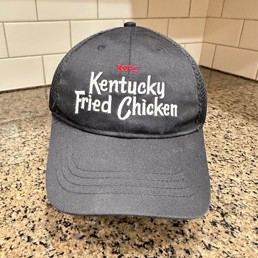 KFC Kentucky Fried Chicken Trucker Hat Adjustable One Size Black Mesh Back